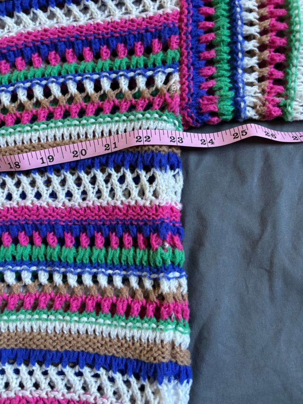 Vigoss Multicolor Striped Open-Knit V-Neck Cardigan - Picture 13 of 15
